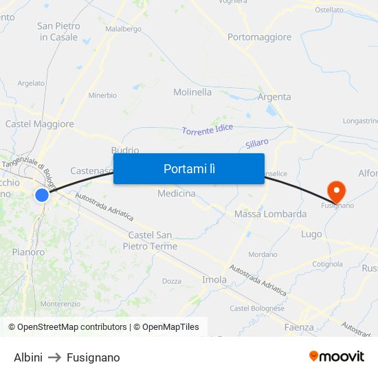 Albini to Fusignano map