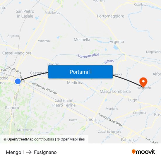 Mengoli to Fusignano map