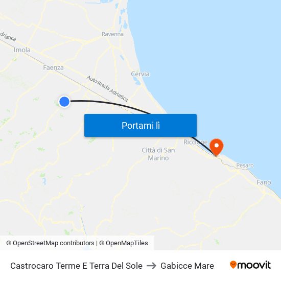 Castrocaro Terme E Terra Del Sole to Gabicce Mare map