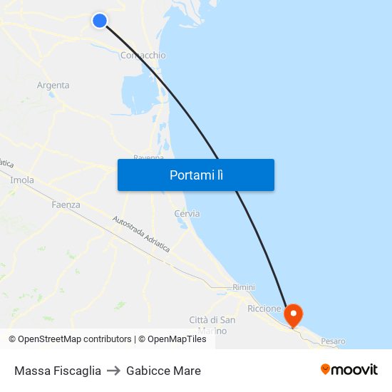 Massa Fiscaglia to Gabicce Mare map