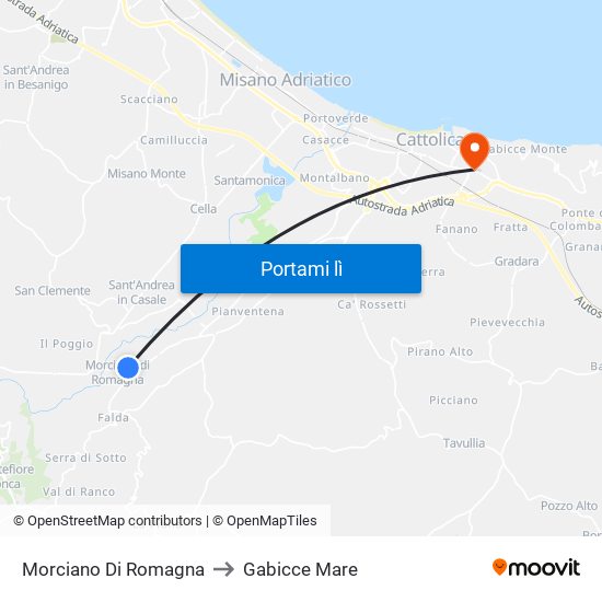 Morciano Di Romagna to Gabicce Mare map