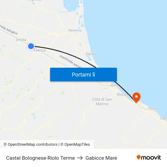 Castel Bolognese-Riolo Terme to Gabicce Mare map