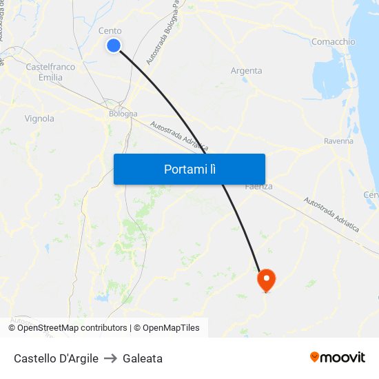 Castello D'Argile to Galeata map