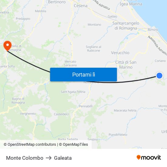 Monte Colombo to Galeata map