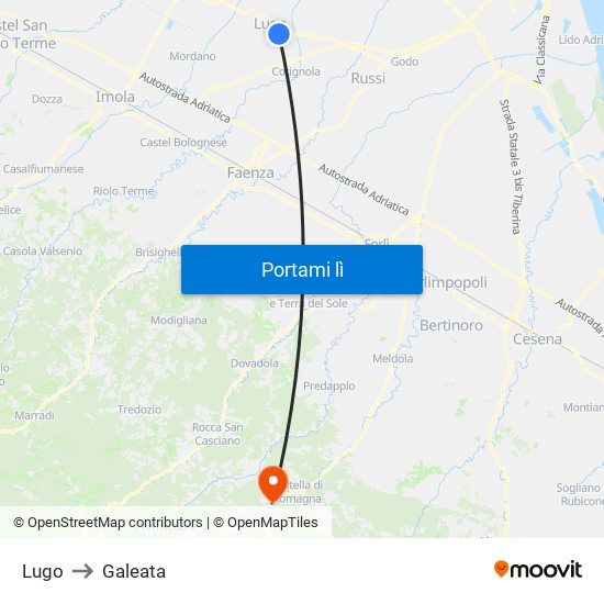 Lugo to Galeata map