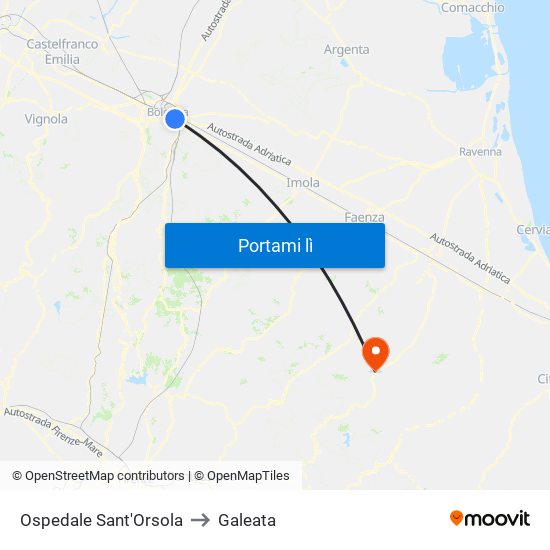 Ospedale Sant'Orsola to Galeata map