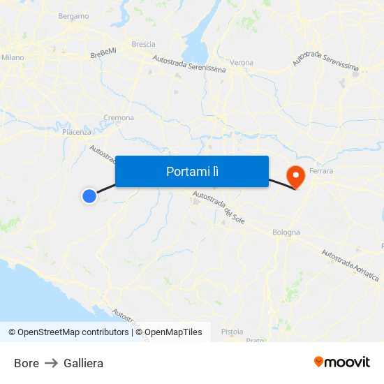 Bore to Galliera map