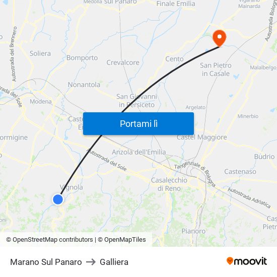 Marano Sul Panaro to Galliera map