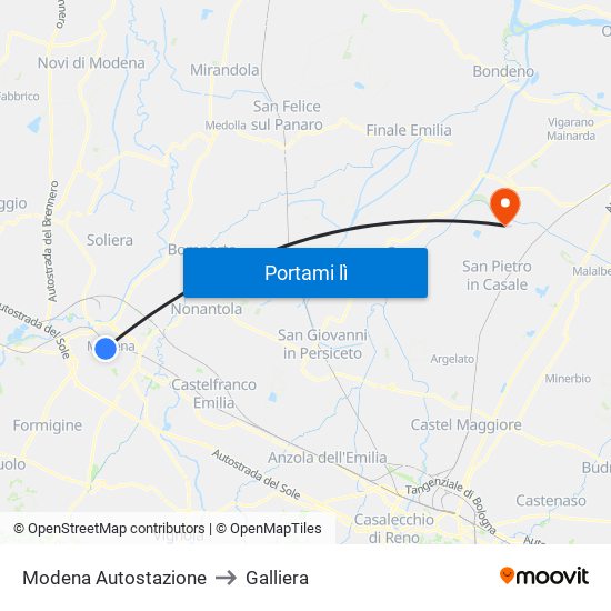 Modena  Autostazione to Galliera map