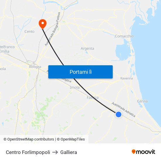 Centro Forlimpopoli to Galliera map