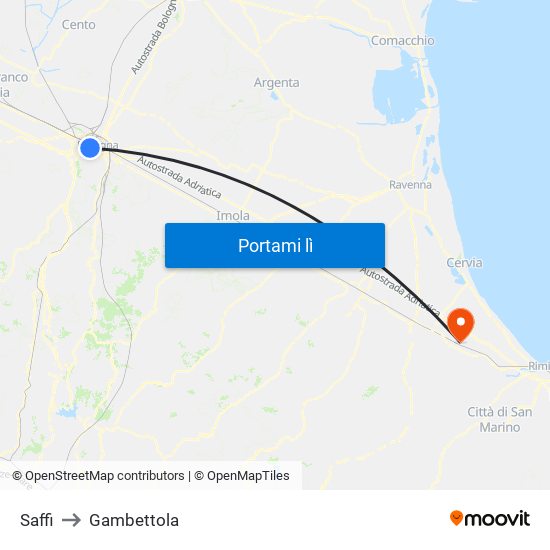 Saffi to Gambettola map