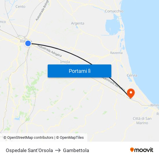 Ospedale Sant'Orsola to Gambettola map