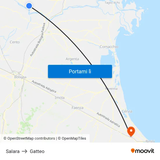 Salara to Gatteo map