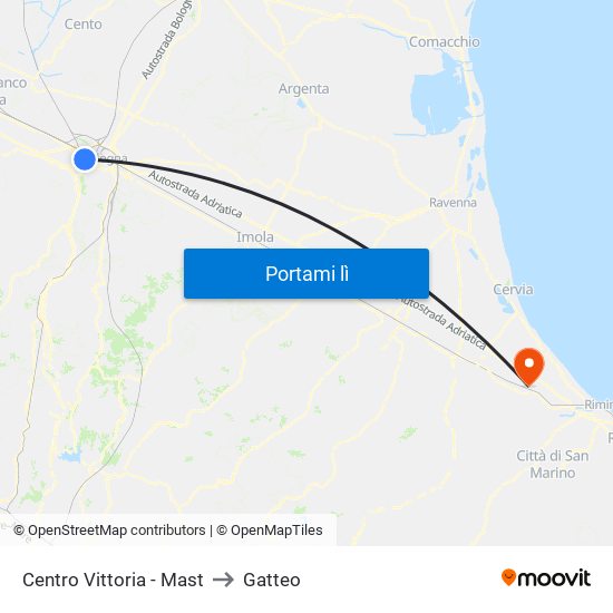 Centro Vittoria - Mast to Gatteo map