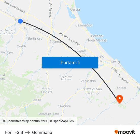 Forli FS B to Gemmano map