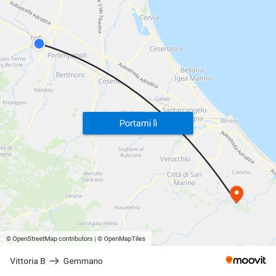 Vittoria B to Gemmano map
