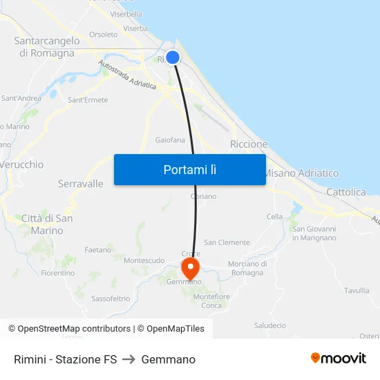 Rimini - Stazione FS to Gemmano map