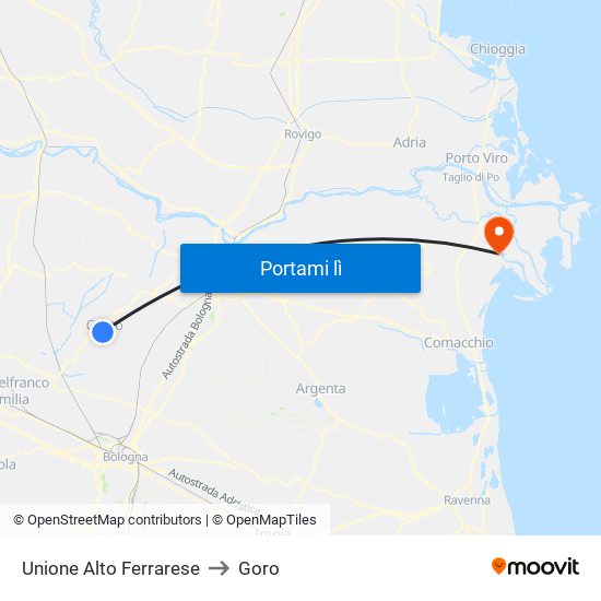 Unione Alto Ferrarese to Goro map