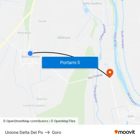 Unione Delta Del Po to Goro map