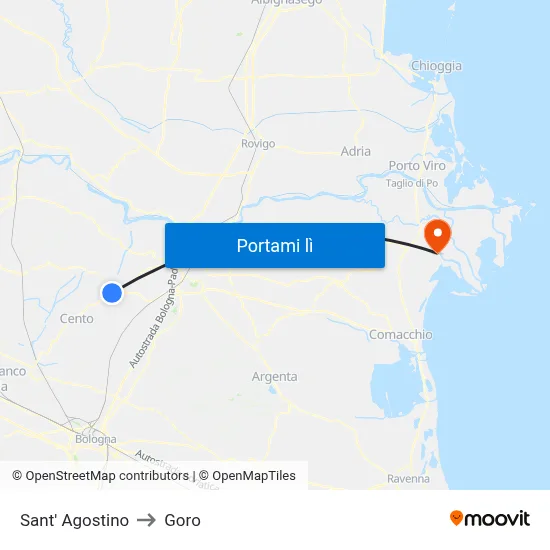 Sant' Agostino to Goro map