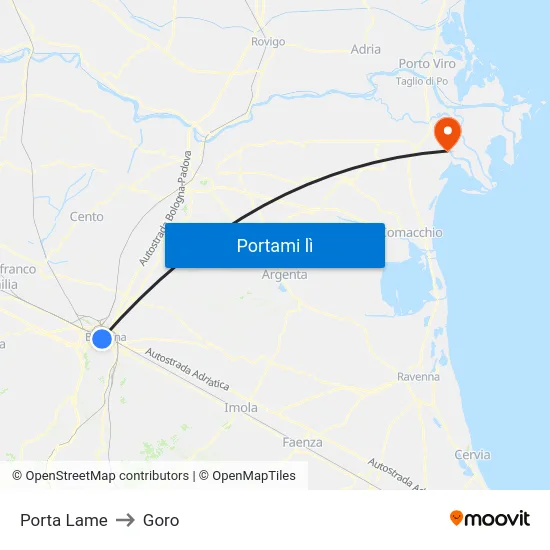 Porta Lame to Goro map