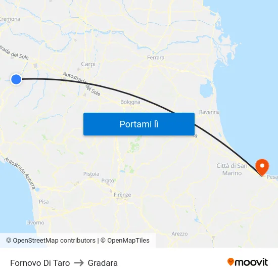 Fornovo Di Taro to Gradara map