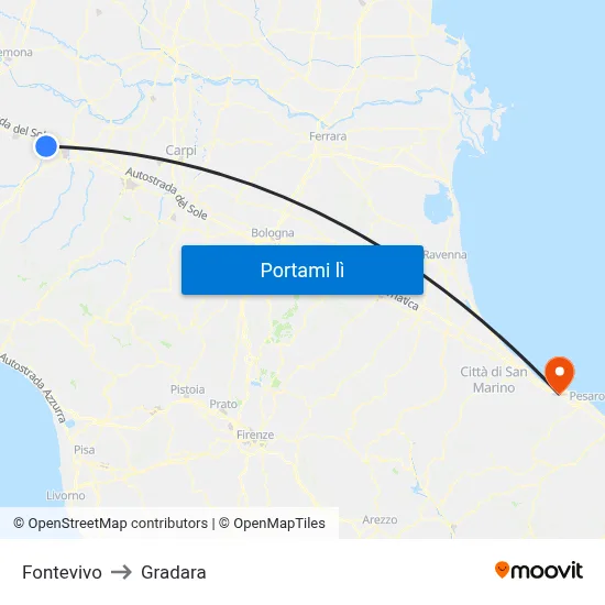 Fontevivo to Gradara map