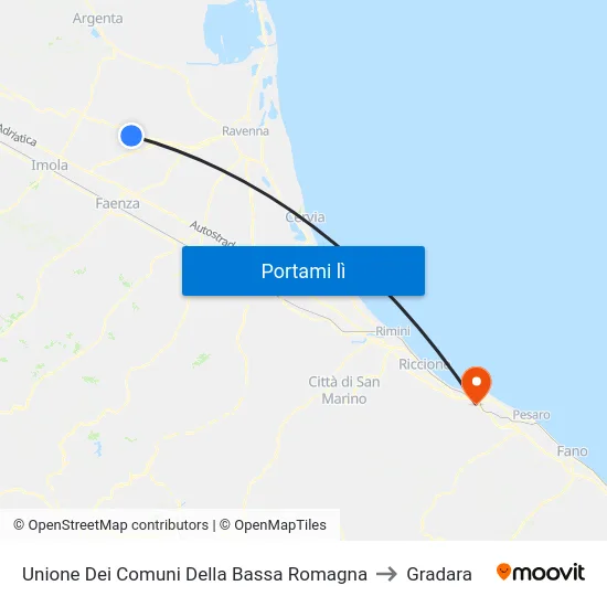 Unione Dei Comuni Della Bassa Romagna to Gradara map