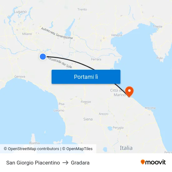 San Giorgio Piacentino to Gradara map