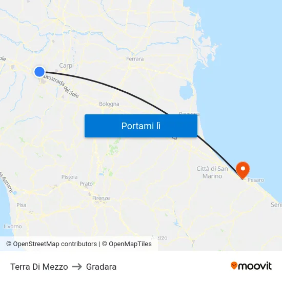 Terra Di Mezzo to Gradara map