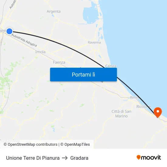 Unione Terre Di Pianura to Gradara map