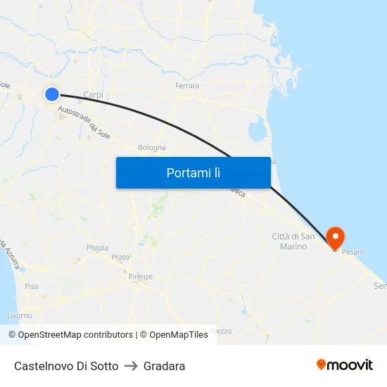 Castelnovo Di Sotto to Gradara map