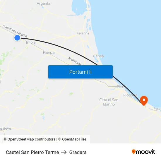 Castel San Pietro Terme to Gradara map