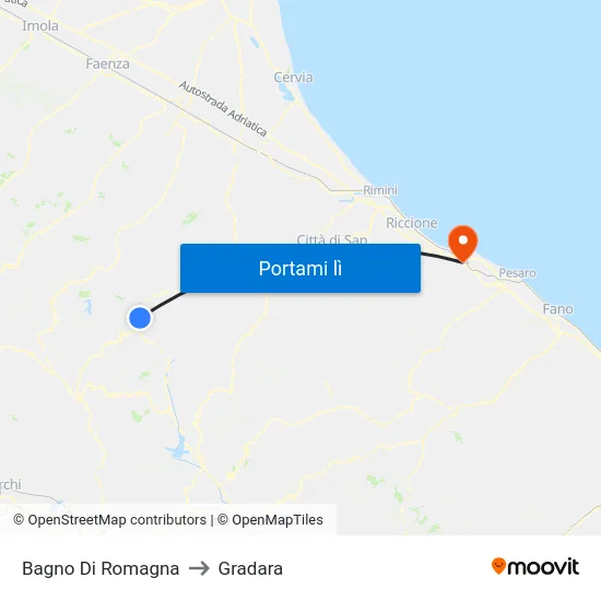 Bagno Di Romagna to Gradara map