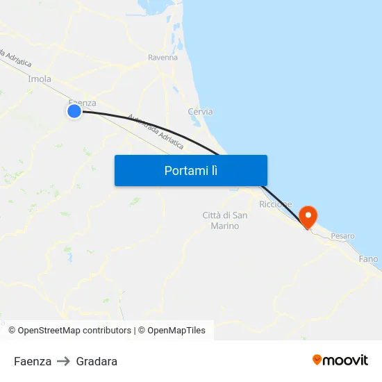 Faenza to Gradara map