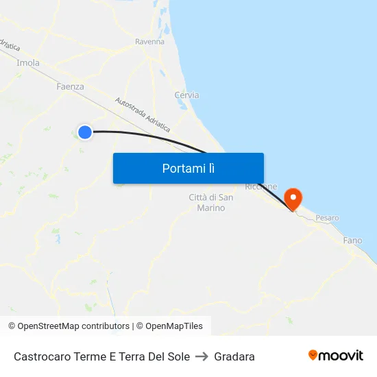 Castrocaro Terme E Terra Del Sole to Gradara map