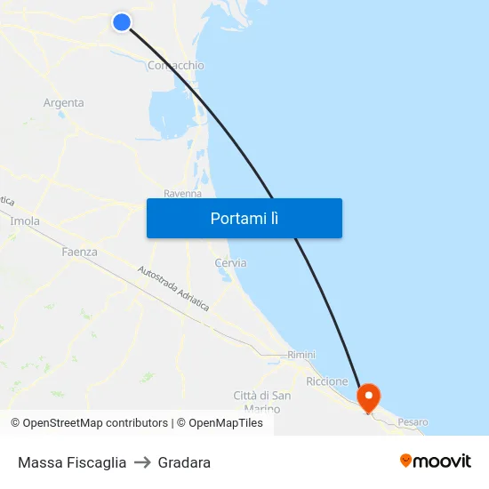 Massa Fiscaglia to Gradara map