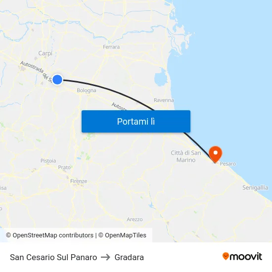 San Cesario Sul Panaro to Gradara map