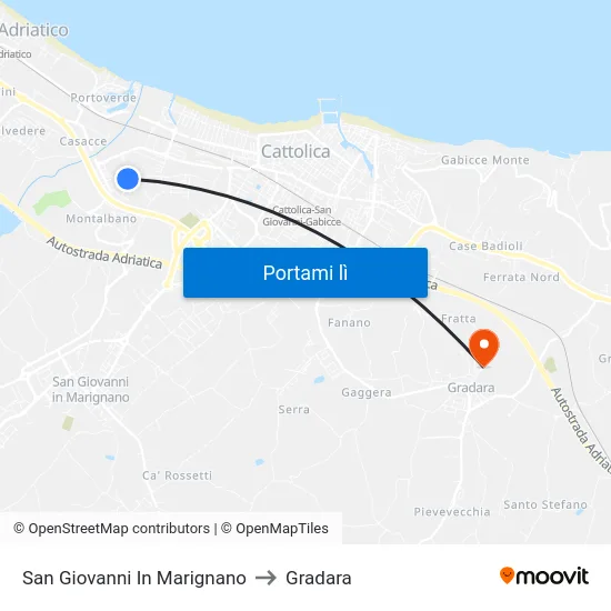 San Giovanni In Marignano to Gradara map