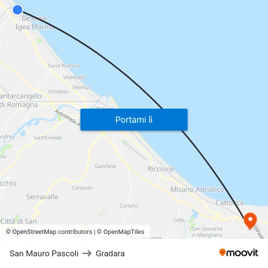 San Mauro Pascoli to Gradara map