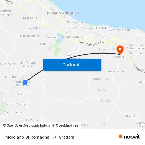 Morciano Di Romagna to Gradara map