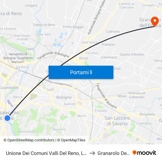 Unione Dei Comuni Valli Del Reno, Lavino E Samoggia to Granarolo Dell' Emilia map