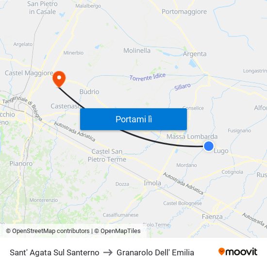 Sant' Agata Sul Santerno to Granarolo Dell' Emilia map