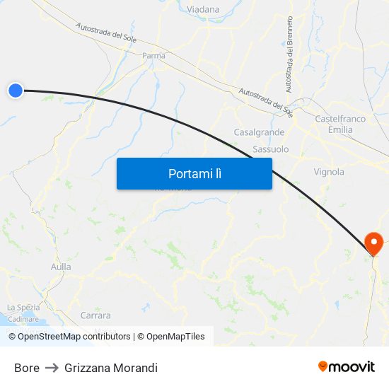 Bore to Grizzana Morandi map