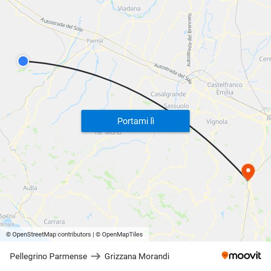 Pellegrino Parmense to Grizzana Morandi map