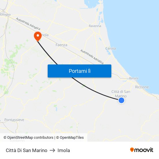 Città Di San Marino to Imola map