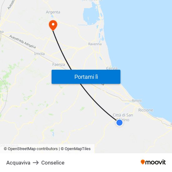 Acquaviva to Conselice map