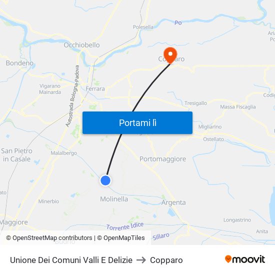Unione Dei Comuni Valli E Delizie to Copparo map