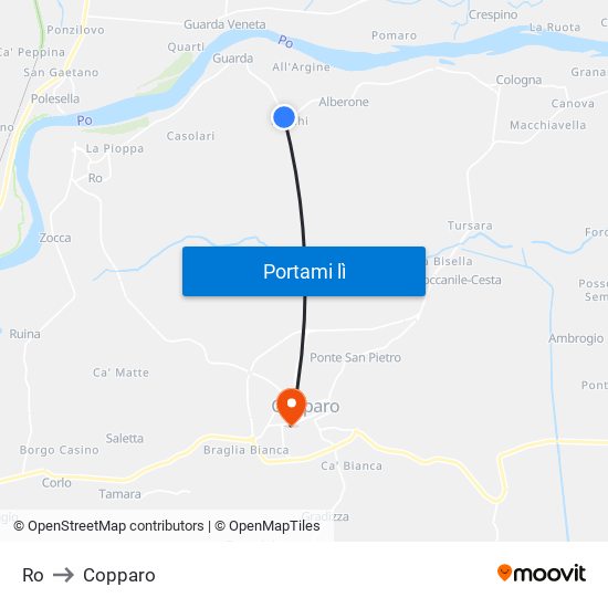 Ro to Copparo map