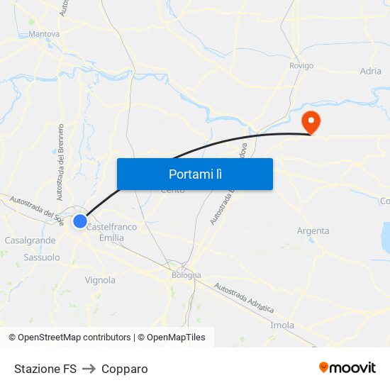 Stazione FS to Copparo map